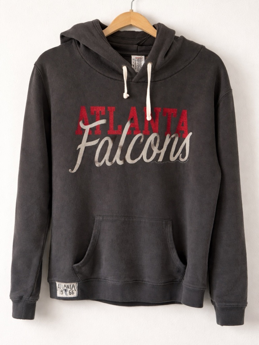 Junk Food Atlanta Falcons Hoodie L Charcoal Black Script Logo NFL Pullover